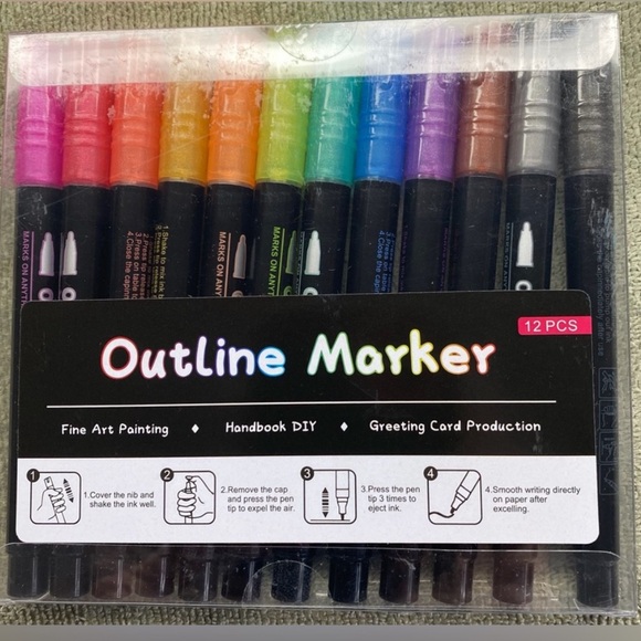 Other - Outline Marker 12-Pack - Multicolor Metallic & Pastel Set